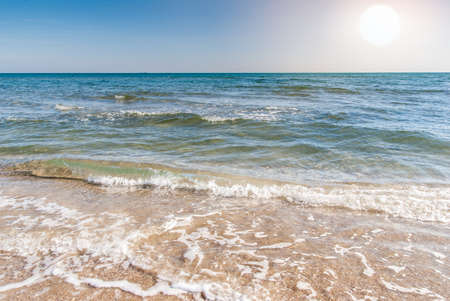 beautiful blue Caribbean sky, sea and sunの写真素材