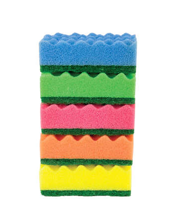 Sponges for cleaning, isolated on white backgroundの写真素材
