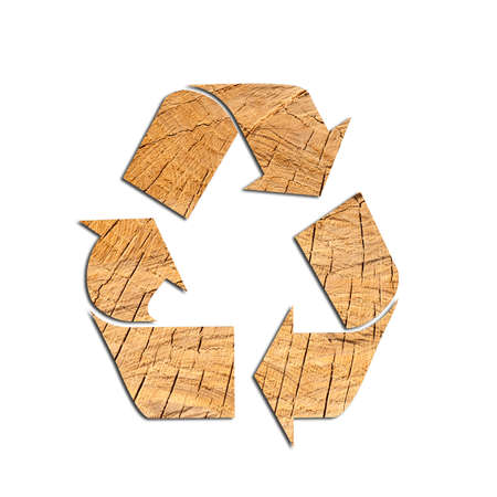 Recycle Logo From wood with Clipping Pathの写真素材