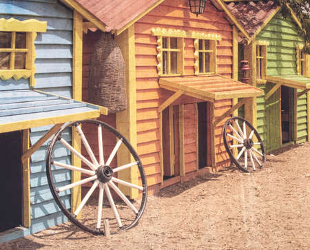 houses for the animals on the farmのeditorial素材