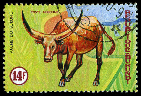 REPUBLIC OF BURUNDI - CIRCA 1970:  printed in Republic of Burundi shows  animals, series, circa 1970のeditorial素材