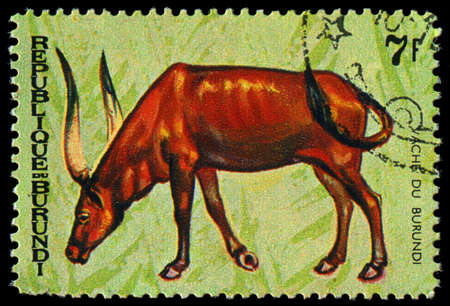 REPUBLIC OF BURUNDI - CIRCA 1970:  printed in Republic of Burundi shows  animals, series, circa 1970のeditorial素材