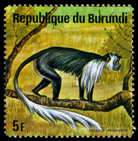 BURUNDI - CIRCA 1964: A stamp printed in Burundi shows a wild animal, circa 1964.のeditorial素材