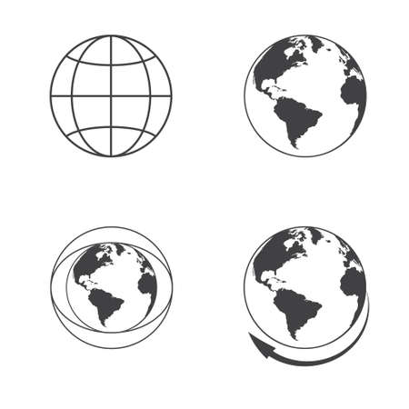 Globe earth icons set on white のイラスト素材