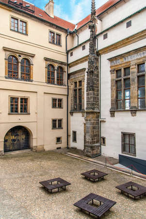 Inner yard in Old Prague. Czech Republicのeditorial素材