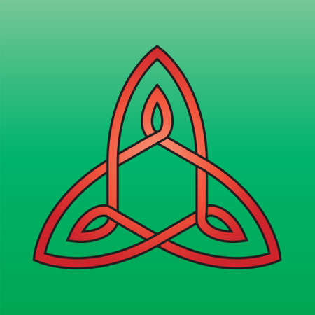 Celtic endless knot red on a green background