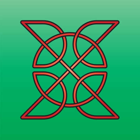 Celtic endless knot red on a green backgroundのイラスト素材