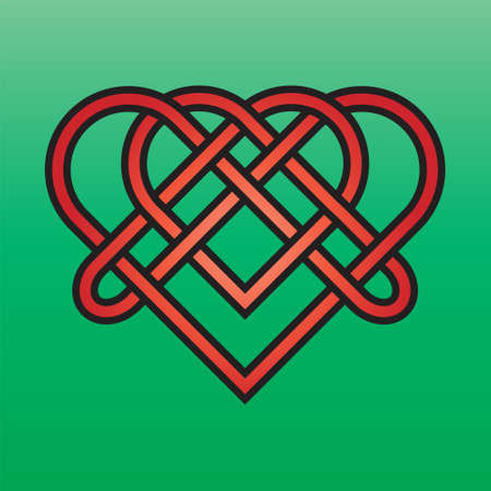 Celtic endless knot red on a green backgroundのイラスト素材