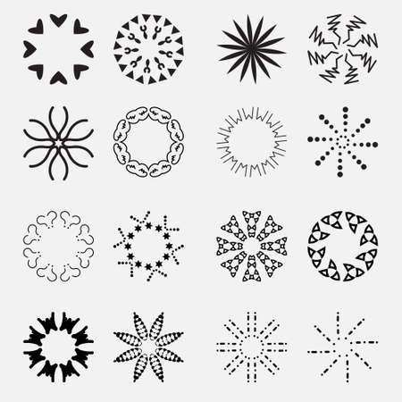 Sun's Rays Icons Set - Isolated On Gray Background - Vector Illustration, Graphic Design, Editable For Your Designのイラスト素材