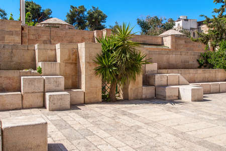 Stone streets of ancient Jerusalem, Israelの写真素材