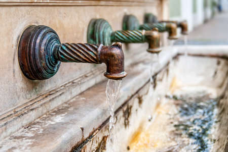 Fountain St. Stephen's in the medieval city Eger. Hungary.の写真素材