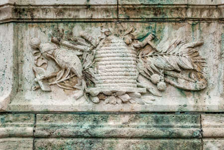 Detail from the wall underneath The Hungarian Royal Palace. Budapest, Hungaryの写真素材