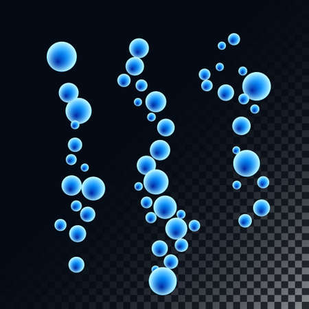 Vector shiny blue bubbles on black background
