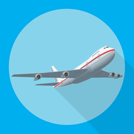 Aircraft flat design style  Illustration. Airplane flying with shadowのイラスト素材