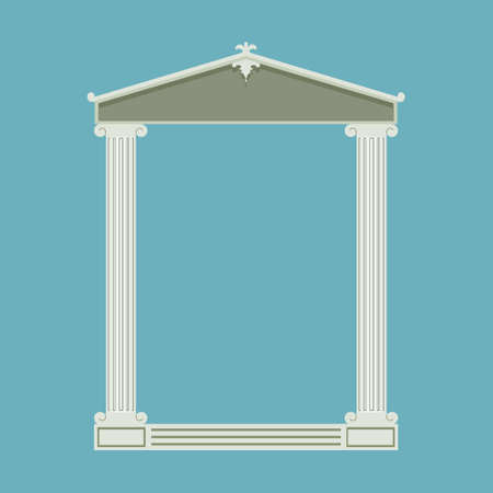 Antique marble temple front with ionic columns, illustrationのイラスト素材
