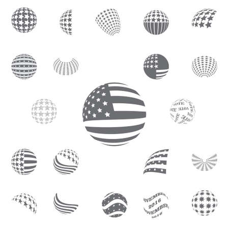 Spherical symbols Flag of the United States, gray colorのイラスト素材