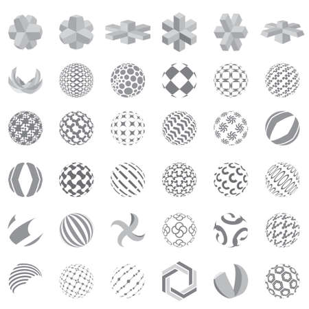 Collection of universal spherical icon, business abstract icons, grey colorのイラスト素材