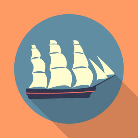 Ship icon in a flat design with shadowのイラスト素材
