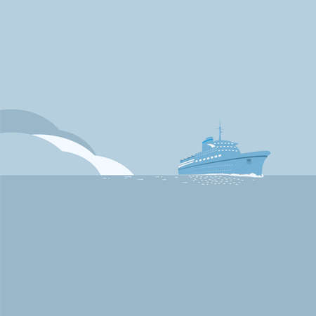 Cruise ship and blue ocean, travel backgroundのイラスト素材