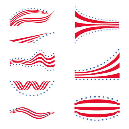 USA star flag stripes design elements iconsのイラスト素材