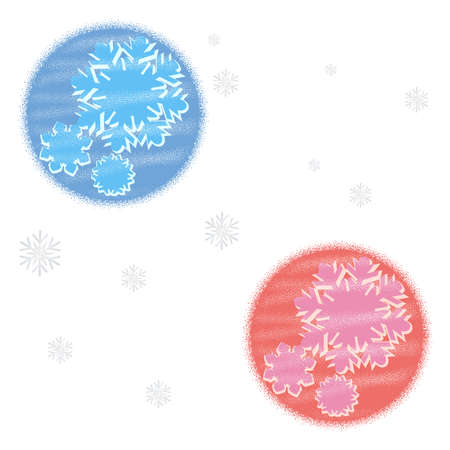 Winter greeting card with snowflake and circle dots shape. New Year, Christmas abstract background.のイラスト素材