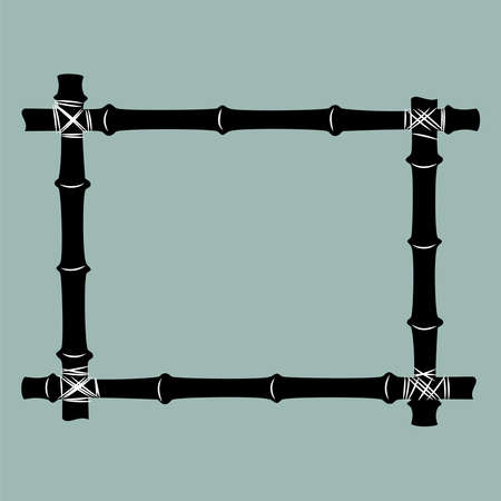 Frame of black bamboo. Isolated on blue background. silhouettesのイラスト素材