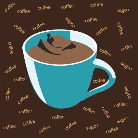 Blue cup of coffee, Idea concept. Brownのイラスト素材