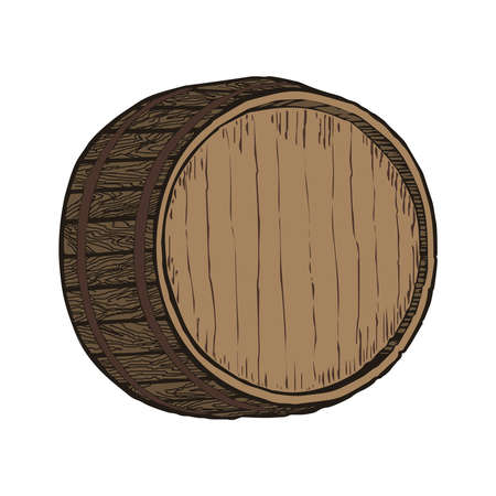 Wooden barrel top object, isolated on white vector illustrationのイラスト素材