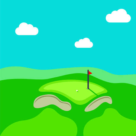 Golf hole vector green tee background illustrationのイラスト素材