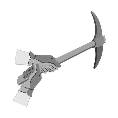 Hands in gloves using pickax.のイラスト素材