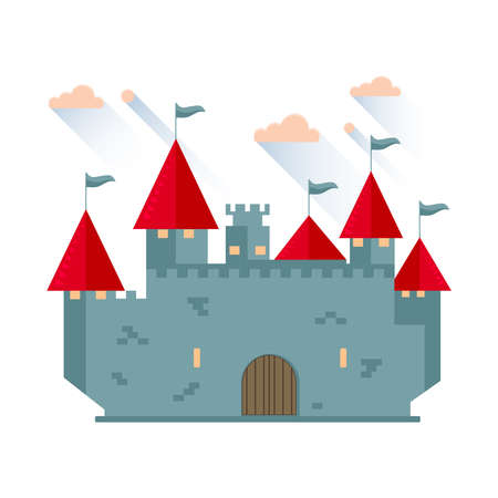 Cartoon fairy tale castle tower icon. Vector illustrationの写真素材