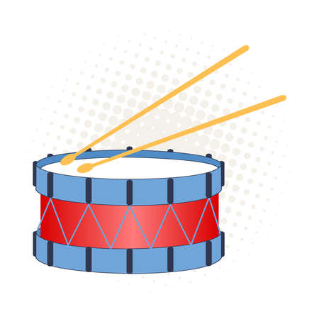 Illustration of a big toy drum on a white and dot backgroundのイラスト素材