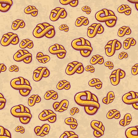 Hand drawn pretzel, beer snack. Seamless patternのイラスト素材
