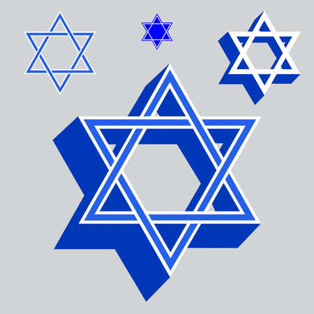 Star of David, Jewish religious symbols. Vector illustration symbol set.のイラスト素材