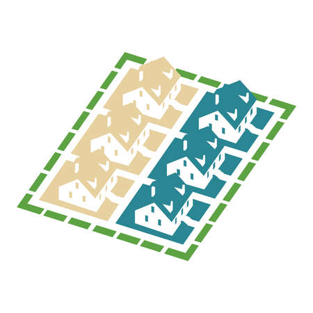 Isometric cluster house iconのイラスト素材