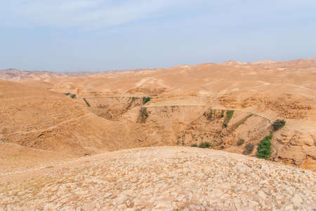 Wadi Qelt in Judean desert around St. George Orthodox Monastery