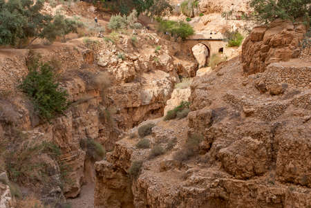 Wadi Qelt in Judean desert around St. George Orthodox Monastery