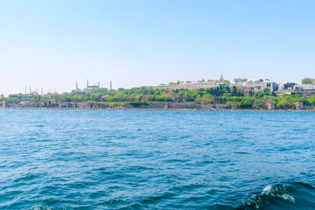 Topkapi palace, Blue mosque and Hagia Sophia before marmara sea Istanbulの写真素材