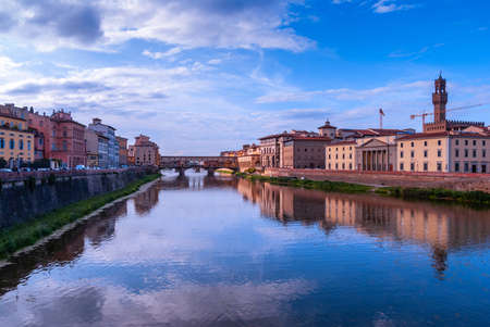 View of the Ponte Vecchio bridge in Florence. Italyの写真素材