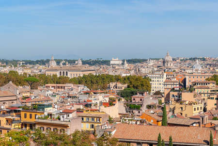 Rome overview with monument Panorama from Piazzale Garibaldi. Italyの写真素材