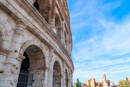 Colosseum in Rome, Italy. Ancient Roman Colosseum is one of the main tourist attractions in Europe. People visit the famous Colosseum in Roma center.の写真素材