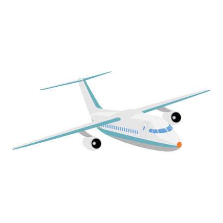 Flying passenger plane on a white backgroundのイラスト素材