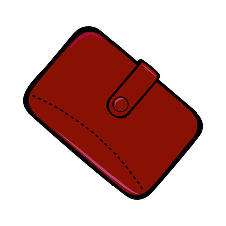 Mens brown wallet with a button closure. Mens accessory. Vector illustration Isolated on White Backgroundのイラスト素材