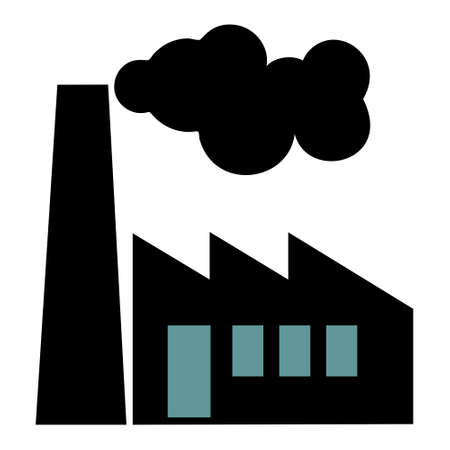 Old factory vector silhouette pictogram on white backgroundのイラスト素材