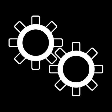 white gears on a black background, vector silhouette on blackbackgroundのイラスト素材