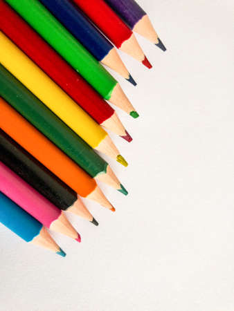 Colorful pencils on the white backgroundの写真素材