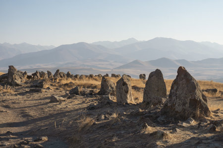 Stonehenge in the megalithic site in Armeniaの写真素材