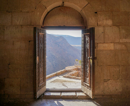 View from the window of church on the mountain in Armenia