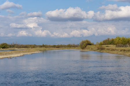 Landscape with a river in the floodplain of the river.