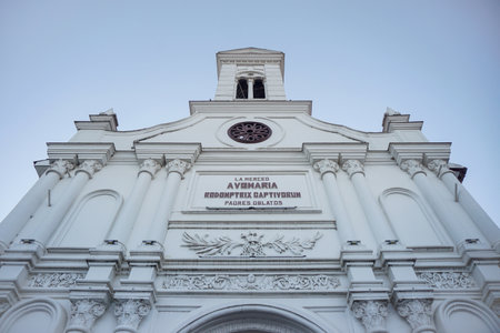 Church in historic center of Cuencaの写真素材